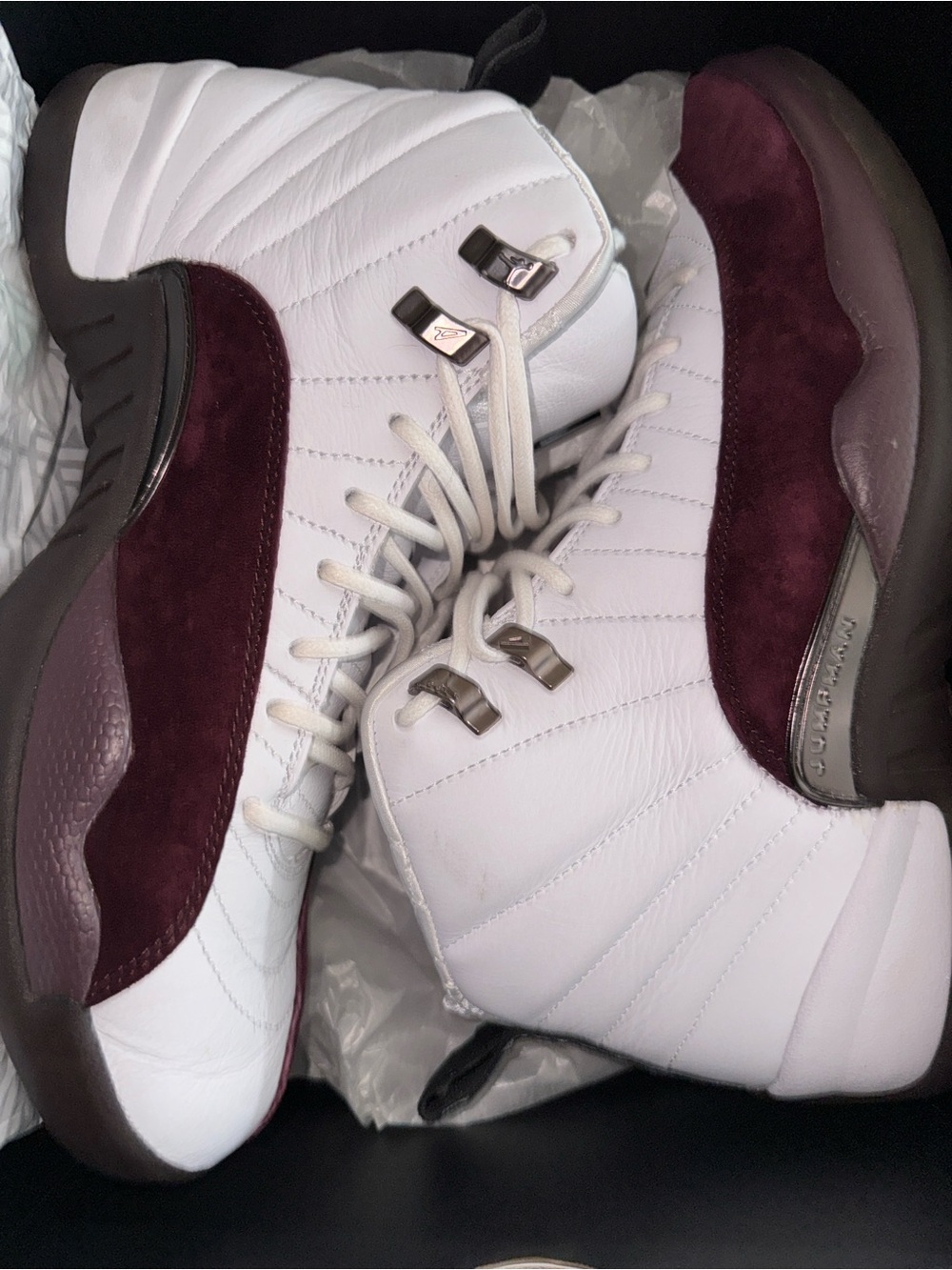 Jordan 12 x A Ma Maniere White and Burgundy size womens 11/ Mens 9.5